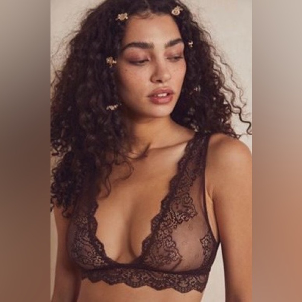 ‼️RARE‼️🎸FREE PEOPLE🎸🔥NWT🔥So Fine Lace Tank Bralette in Caffeine—M